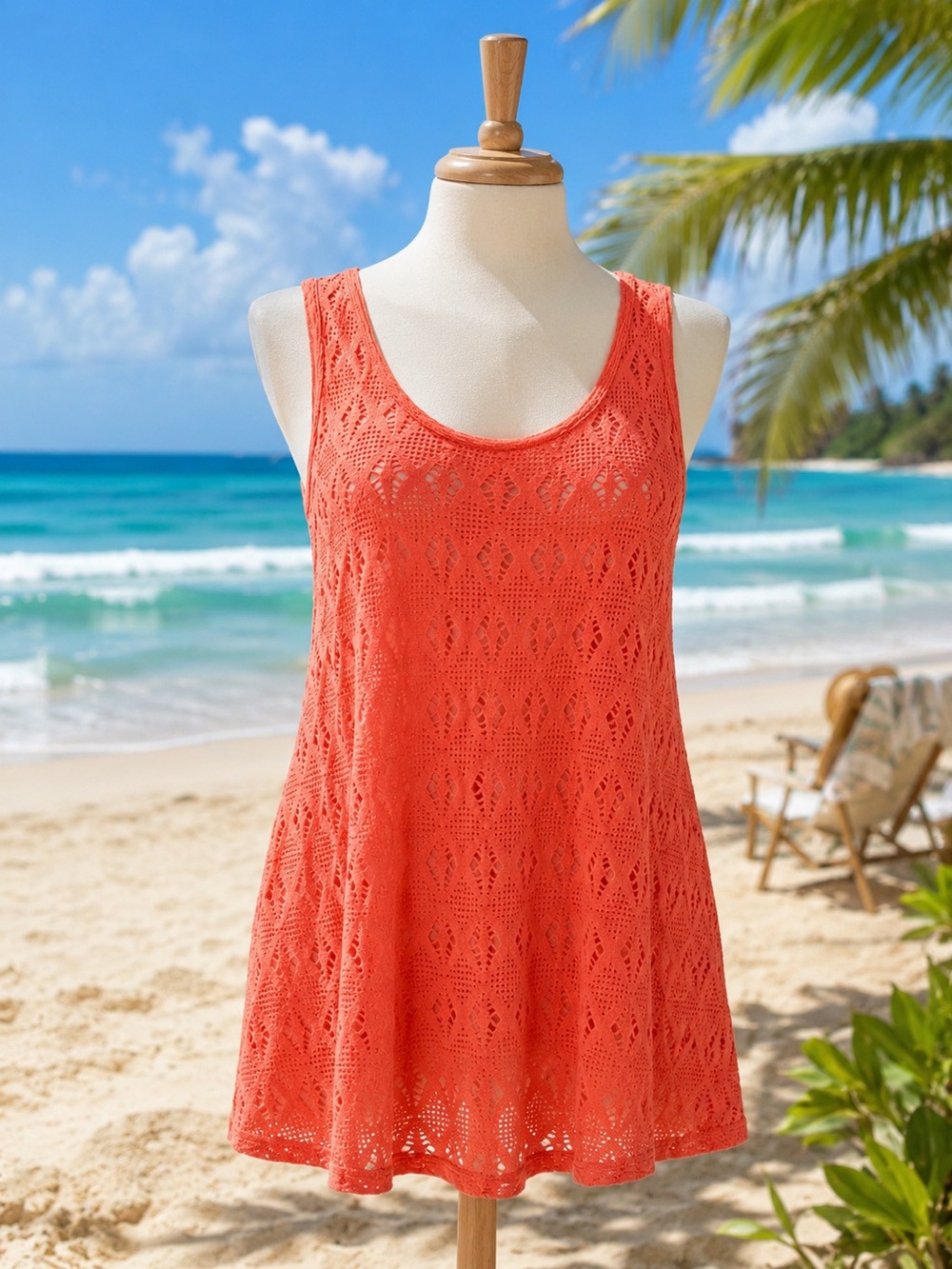 Old Navy Coral Swim Cover Up Tank Dress Size Large